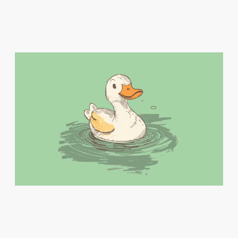 Cute Cartoon Duck Swimming in Water Illustration Travel Mug