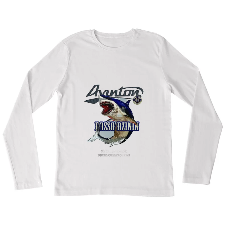 Shark-Angriff Grafik Damen Langarm T-Shirt