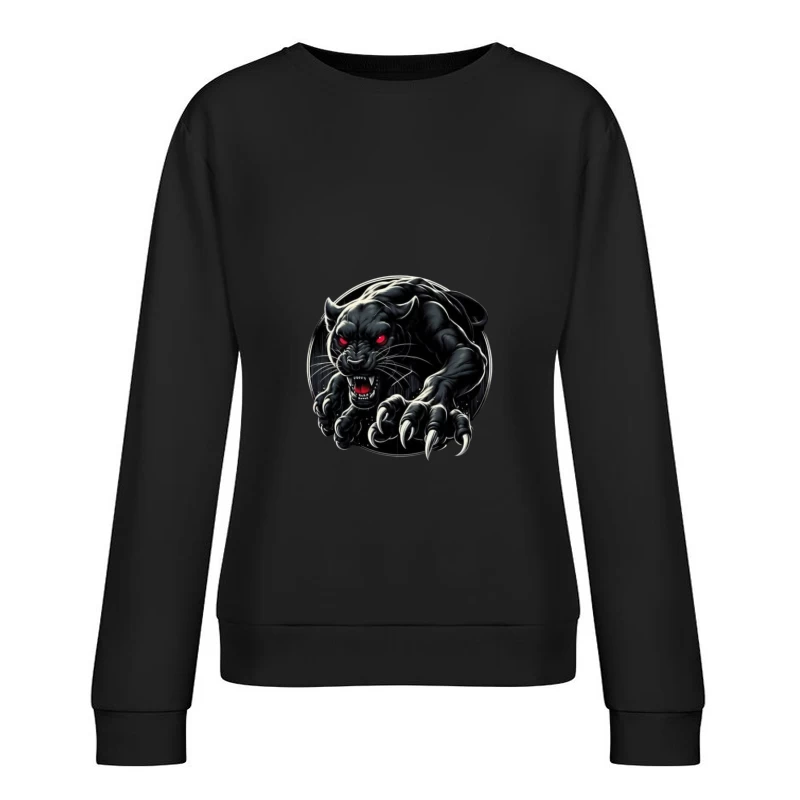 Fierce Black Panther Illustration Female Pullover Sweatshirt