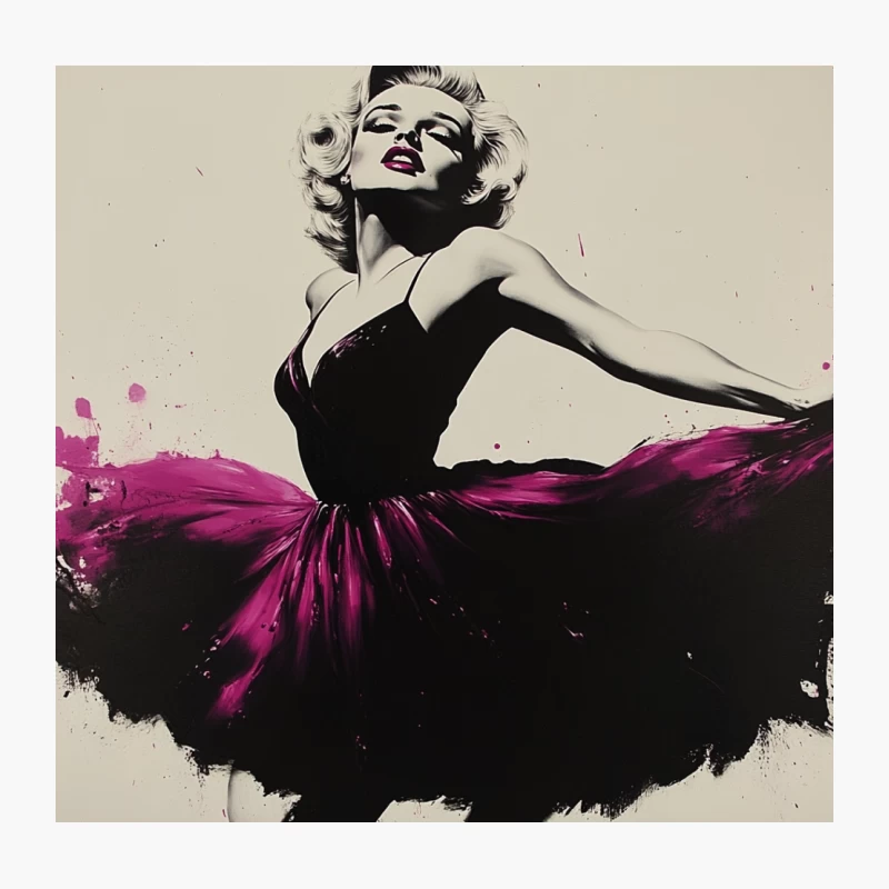 Vintage Glamour: Splashed Fashion Painting Throw Pillow