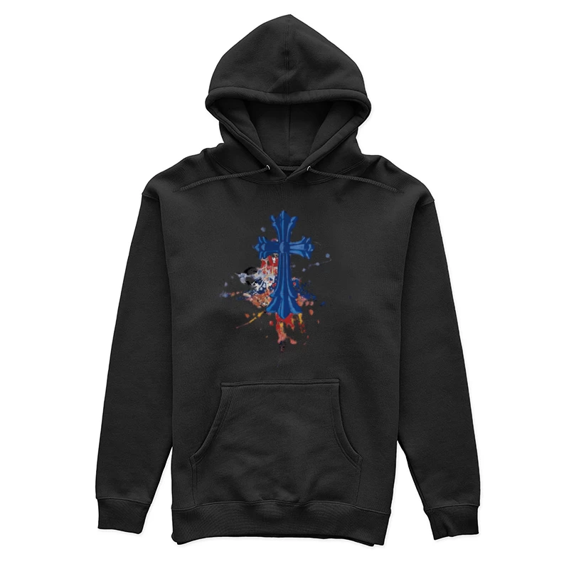 Blaues Kreuz mit Farbspritzern Damen Pullover Hoodie