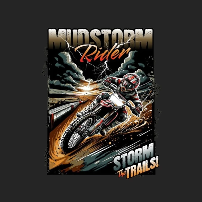 Mudstorm Rider: Extreme Off-Road Motorcycle Racing Through the Storm Male Pullover Sweatshirt