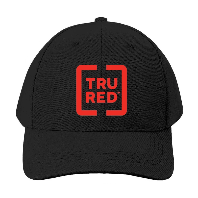 TruRed Minimalist Square Logo Design in Red and White Baseball Cap