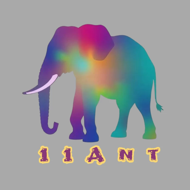 Rainbow Gradient Elephant Silhouette with "11ANT" Text Female Pullover Hoodie