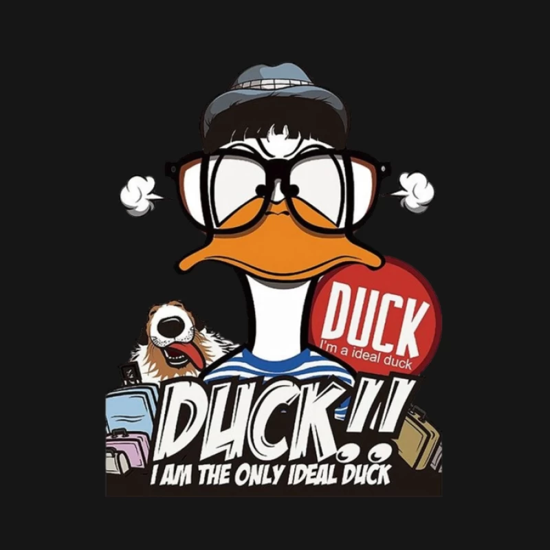 Comic-Ente mit Hund Damen Langarm T-Shirt