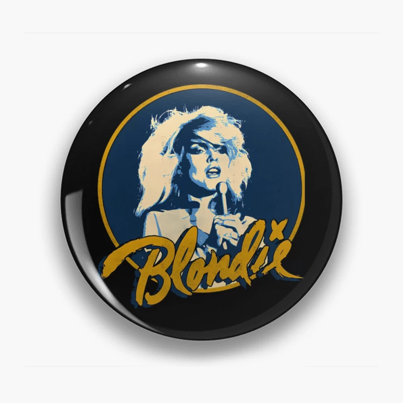 Vintage Blondie Band Logo with Blue and Gold Design Pin