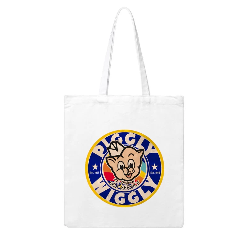 Vintage Piggly Wiggly Supermarket Logo - The Original Self Service Store Since 1916 Cotton Tote Bag