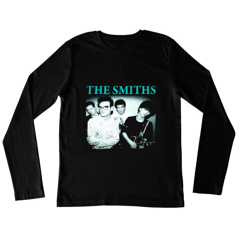 Iconic Black and White Portrait of The Smiths Alternative Rock Band Female Long Sleeve T-Shirt