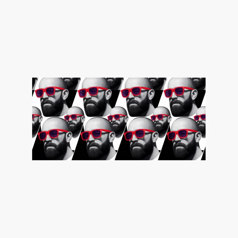Repetitive Pattern of Bearded Men in Red Sunglasses Cotton Tote Bag