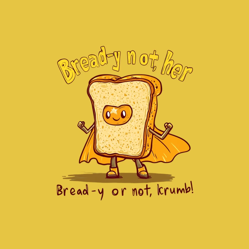 Superhero Bread Pun: A Humorous Cartoon with Food Typography Female T-Shirt