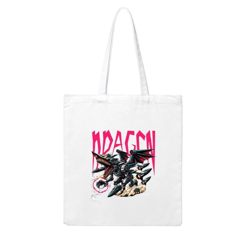 Mechanical Dragon Robot in Graffiti Art Style Cotton Tote Bag