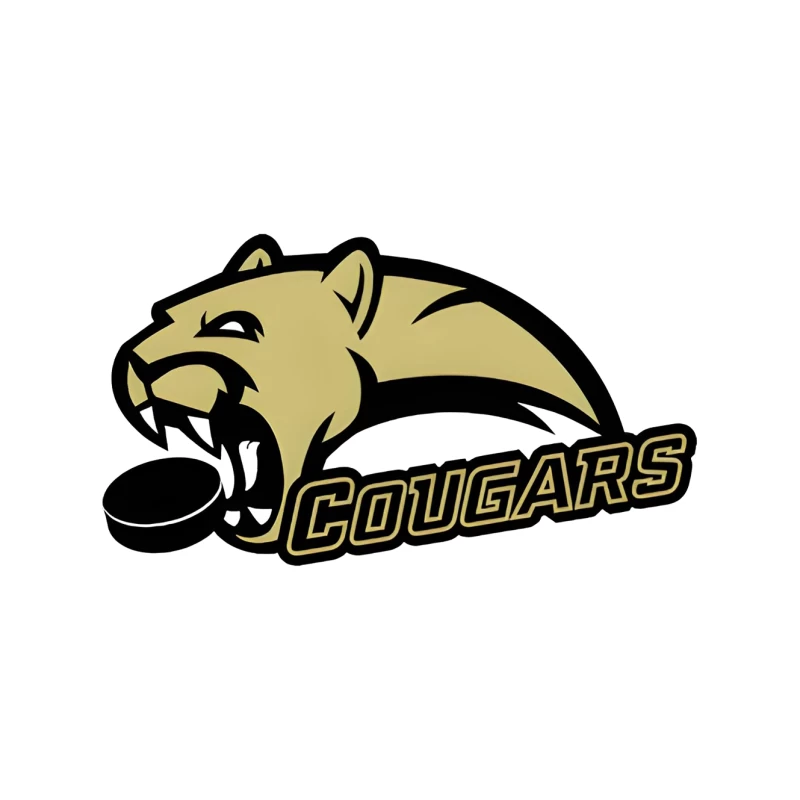 Gold and Black Cougar Hockey Team Mascot Logo Mouse Pad