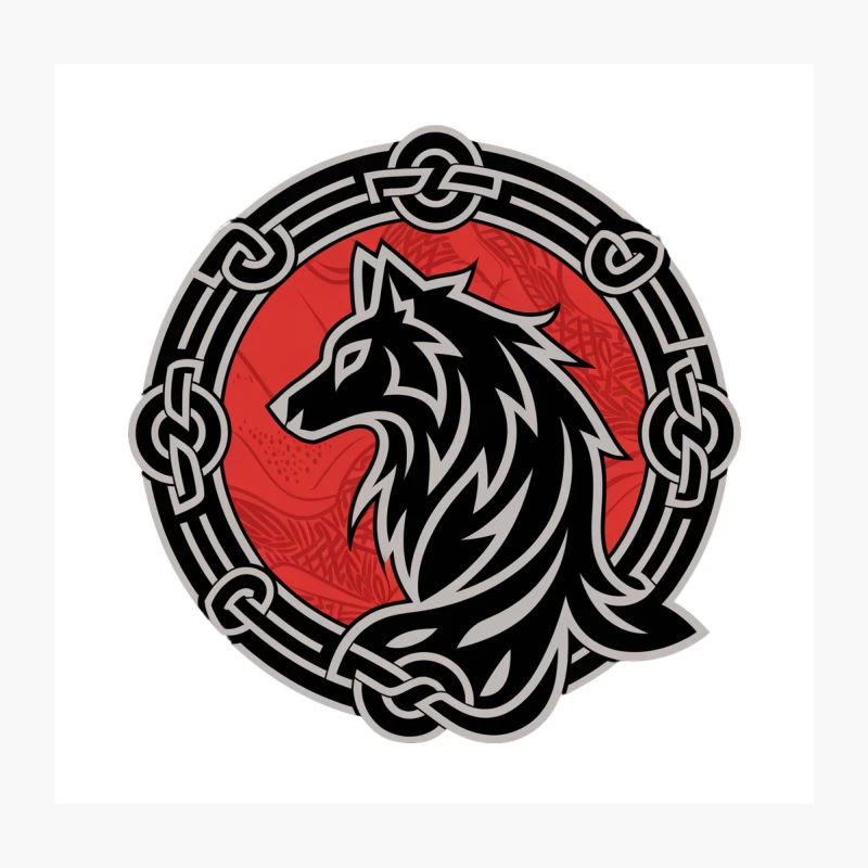 Tribal Wolf Logo with Celtic Knot Border Throw Pillow