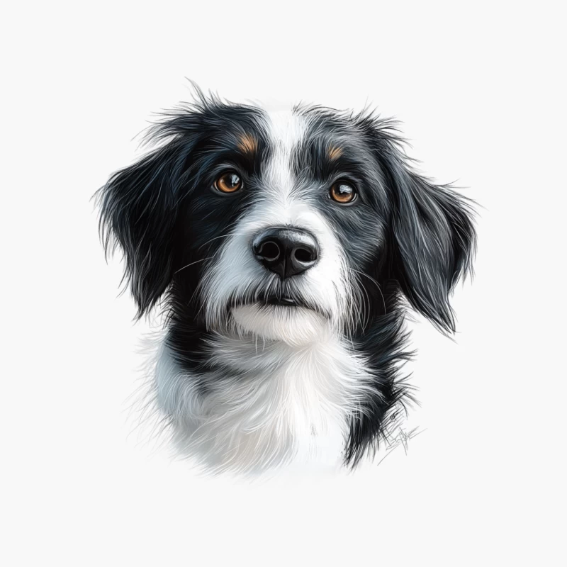 Realistic Portrait of a Black and White Border Collie Cotton Tote Bag