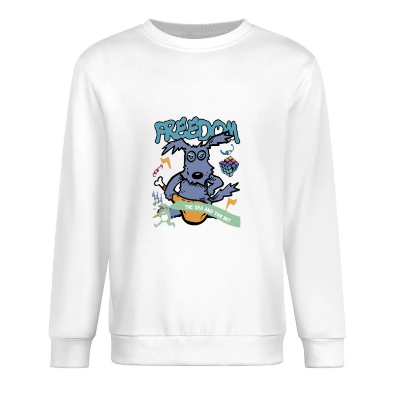 Liberté, Chien, Mer et Ciel Homme Sweat-shirt à enfiler