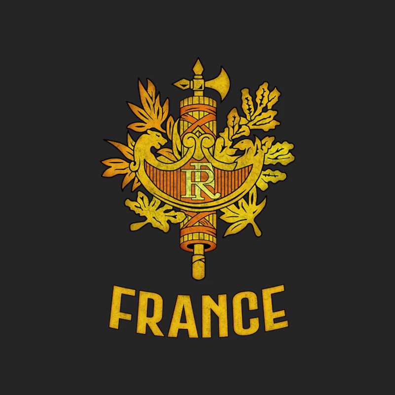 France   Faded Style Coat of Arms Emblem Design Male Pullover Sweatshirt