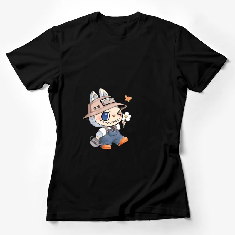 Adorable mascotte de dessin animé avec fleur Femme T-Shirt