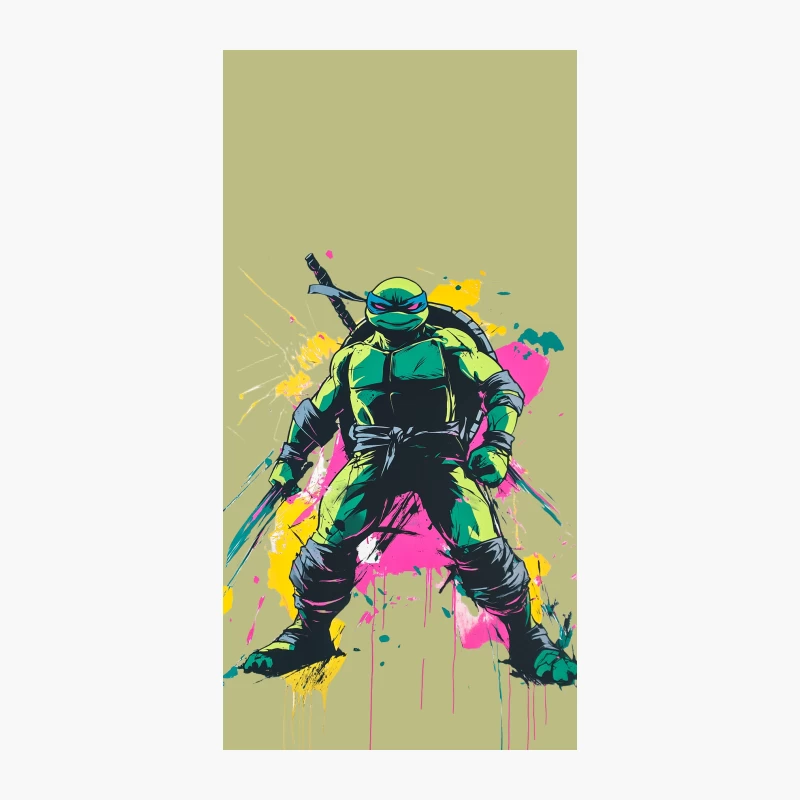 Vibrant Ninja Turtle Action in Graffiti-Inspired Pop Art Style iPhone Case