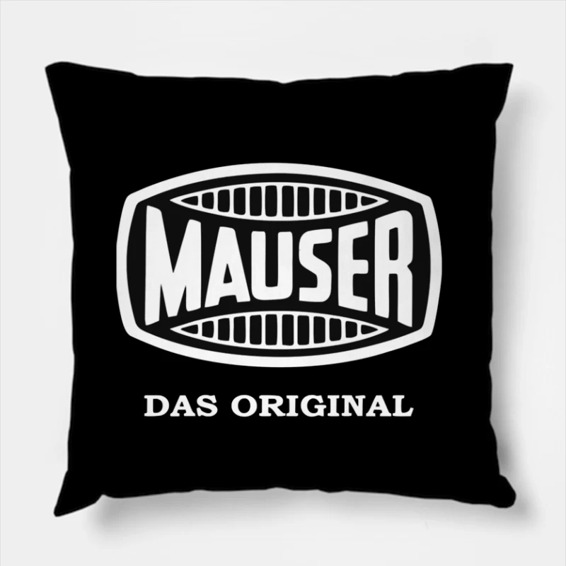 Vintage Mauser Firearms Company Logo with "Das Original" Text Throw Pillow