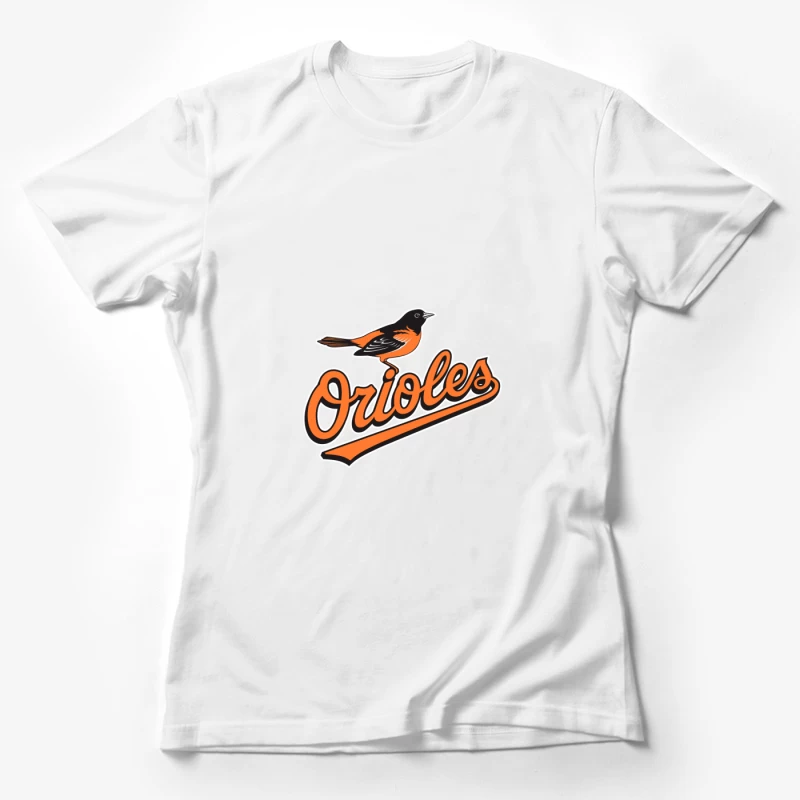 Baltimore Orioles MLB Baseball Team Logo with Orange Bird Mascot Female T-Shirt