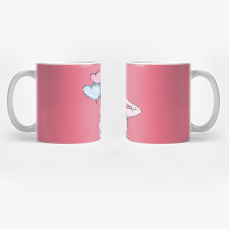 Cute Girl with Blue Hair and Balloons Coffee Mug