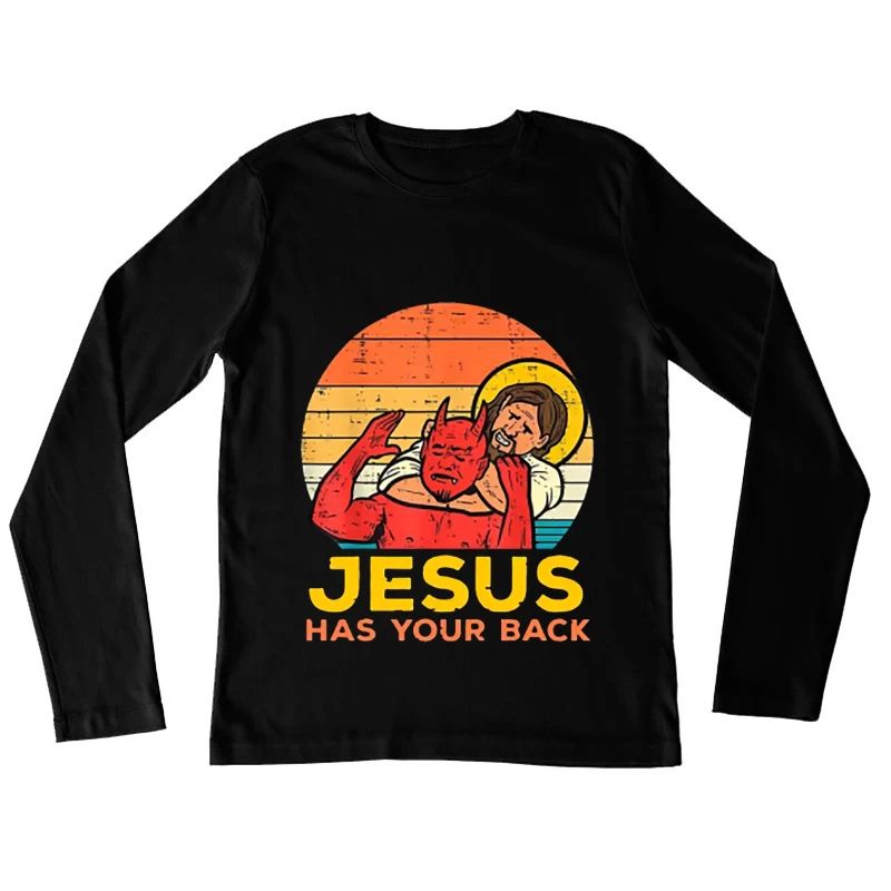 Jesus schützt vor dem Teufel Damen Langarm T-Shirt