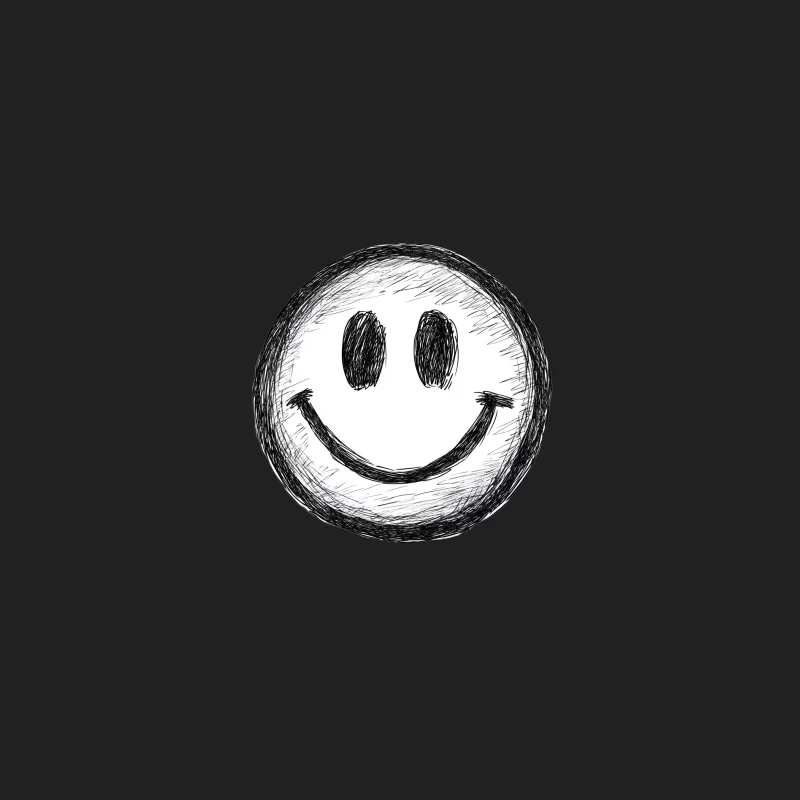 Sketched Smiley Face: A Simple Black and White Happiness Icon Bucket Hat