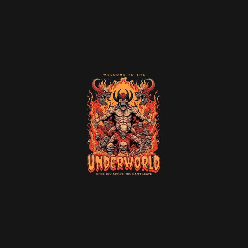 Welcome to the Underworld: Demonic Horror Art with Flaming Skulls Desk Mat