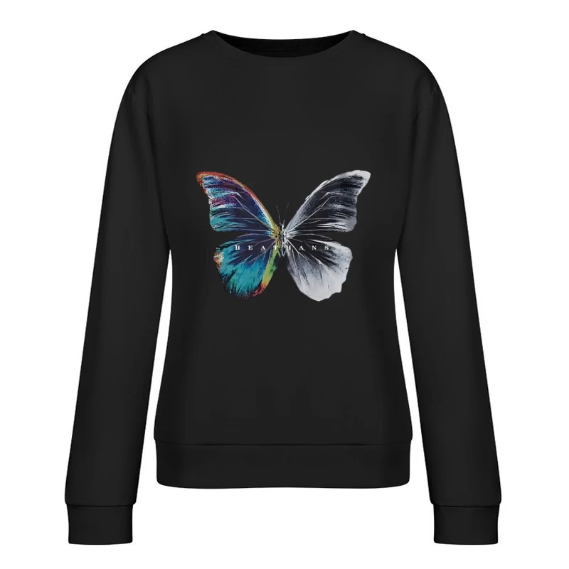 Design de papillon avec des ailes noires et colorées Femme Sweat-shirt à enfiler