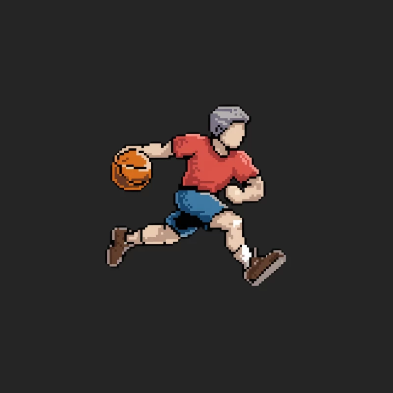 Retro Pixel Art Basketball Player in Motion Female Pullover Sweatshirt