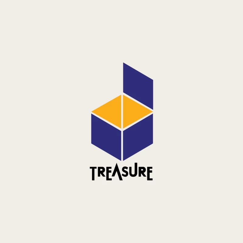 Geometric Treasure Logo: Abstract Blue and Orange Cube Design Bucket Hat