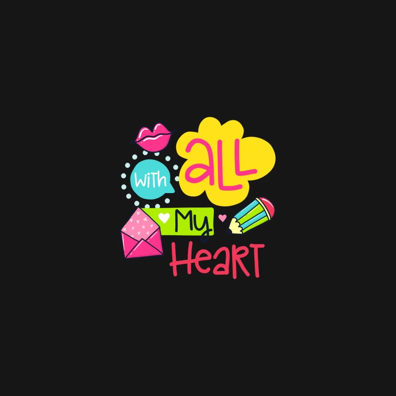 Design coloré avec cœur et crayon Femme T-Shirt