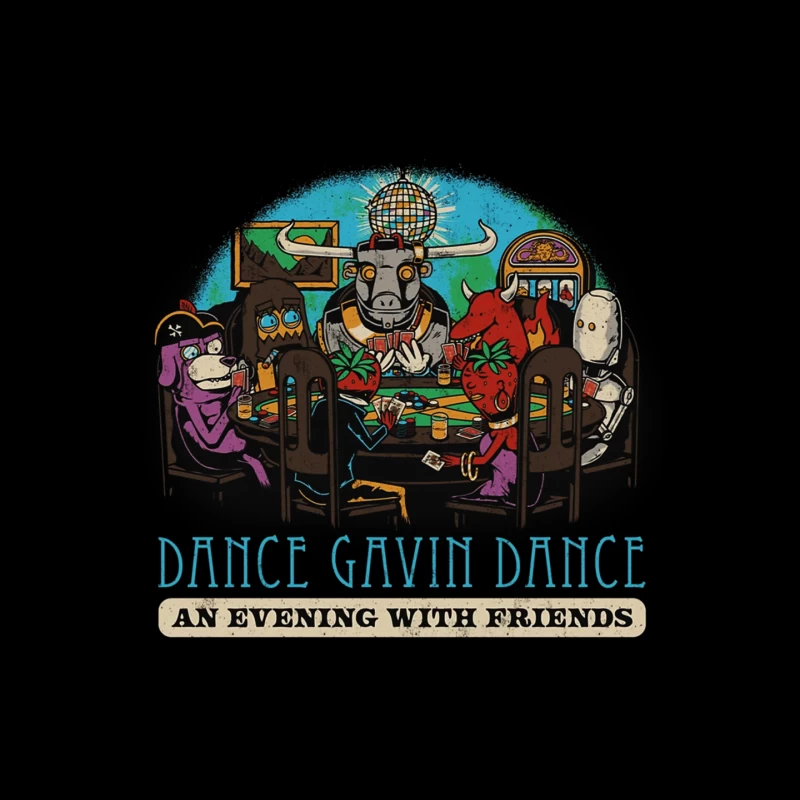 Dance Gavin Dance: Cartoon Characters Playing Poker Under Disco Ball Mouse Pad