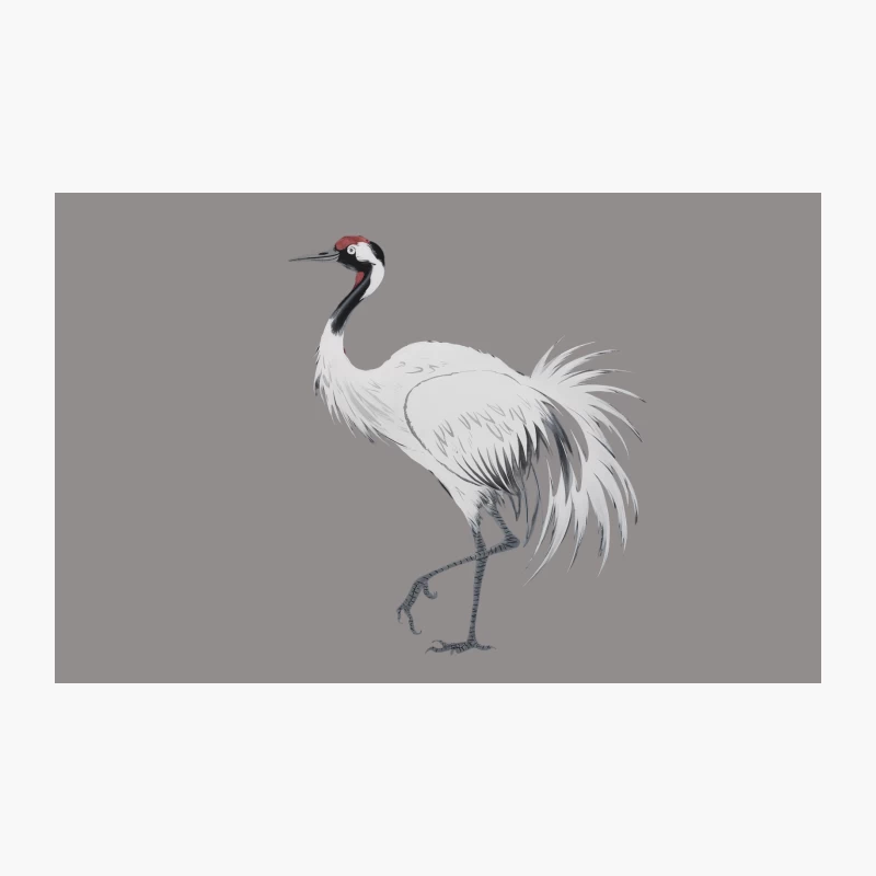 Graceful White Crane Illustration: Wildlife in Nature Travel Mug
