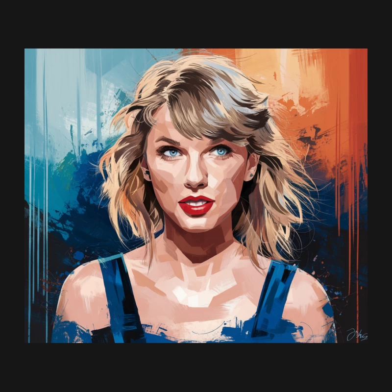 Artistic Portrait of Blonde Woman with Vibrant Background Mouse Pad