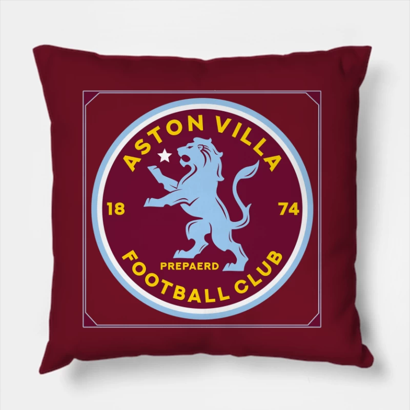 Aston Villa Football Club Historic Crest with Rampant Lion Throw Pillow