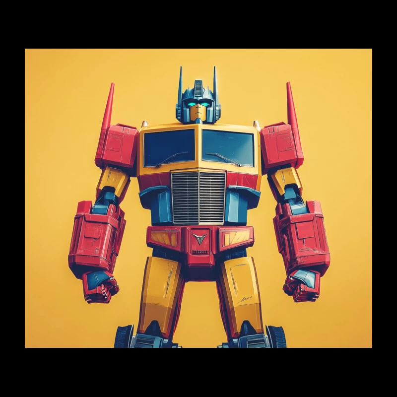 Retro Optimus Prime: Iconic Transformers Action Figure Tapestry