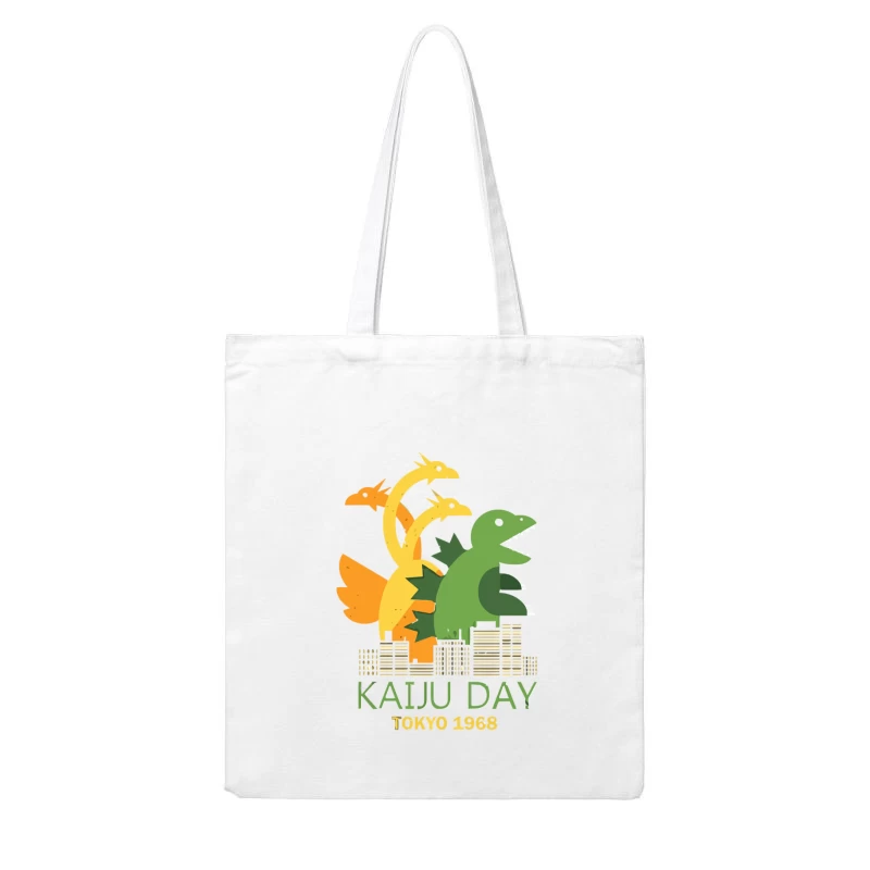 Retro Kaiju Monster Illustration for Tokyo Event Cotton Tote Bag