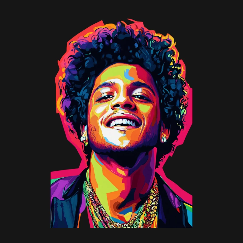 Vibrant Pop Art Portrait of Smiling Musical Artist Male Long Sleeve T-Shirt