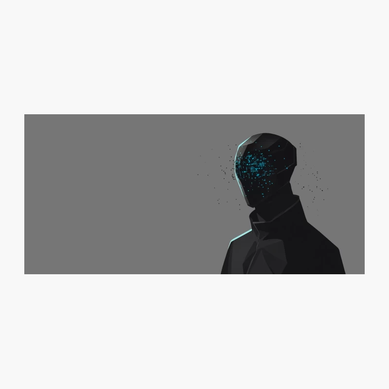 Futuristic AI Silhouette: Digital Cyberpunk Abstraction Coffee Mug