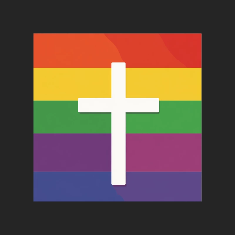 Christian Cross on Rainbow Pride Flag: Religious LGBTQ Symbolism Female Pullover Sweatshirt