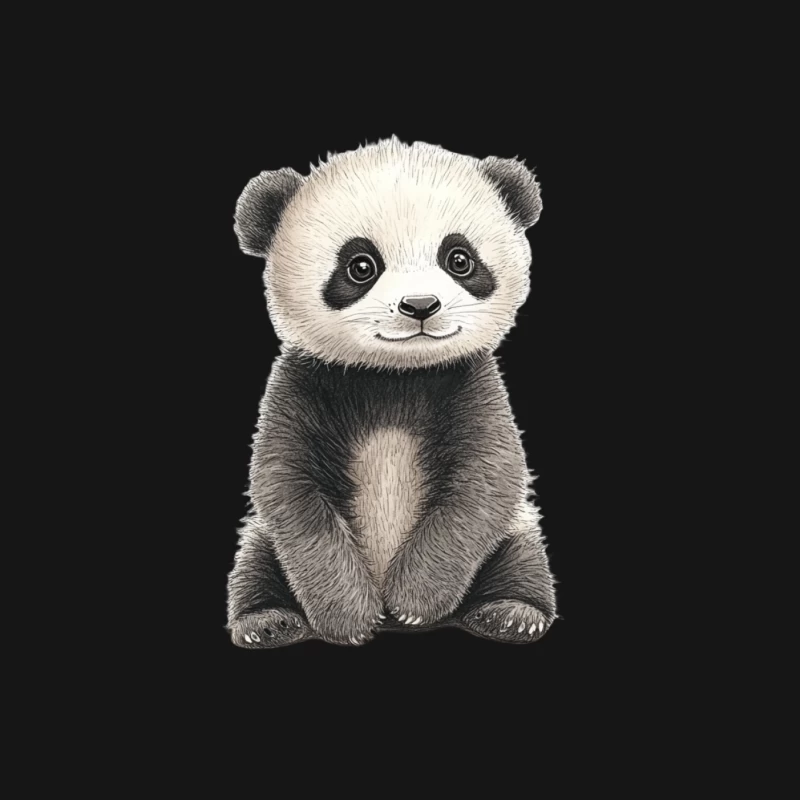 Adorable Illustrated Baby Panda Cub Mouse Pad