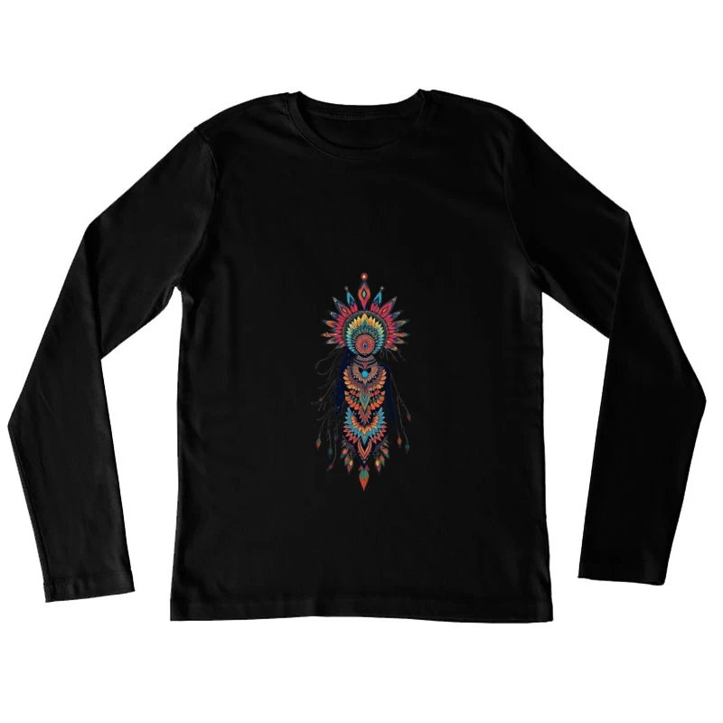 Colorful Abstract Floral Figure Art Female Long Sleeve T-Shirt