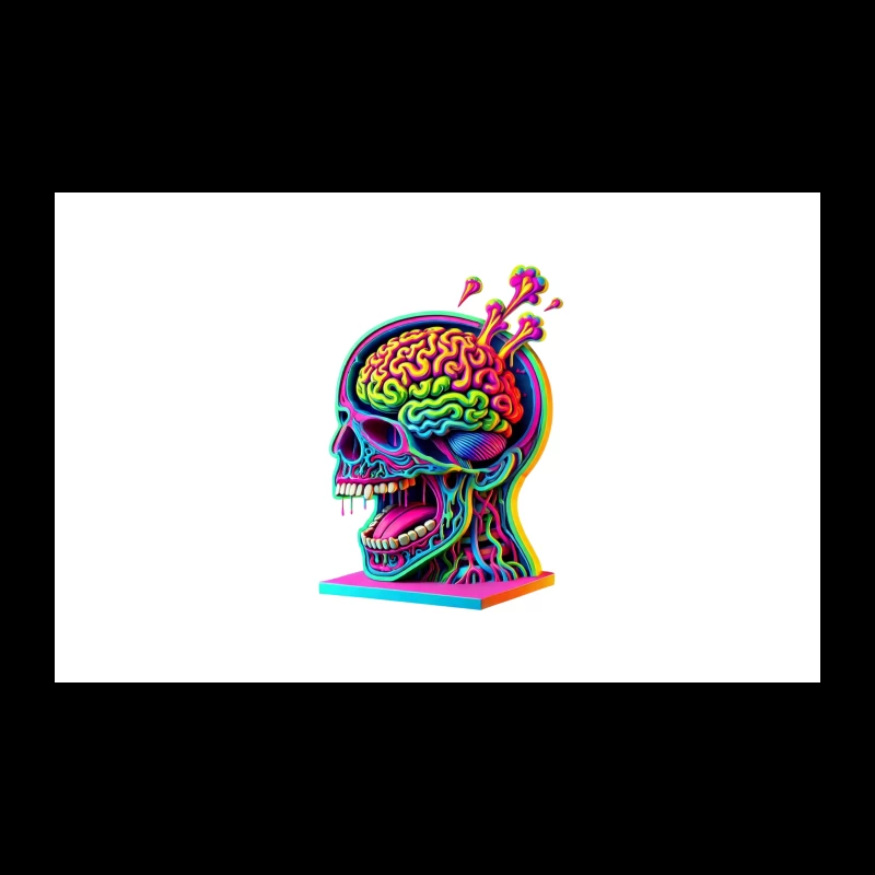 Psychedelic Anatomical Skull with Rainbow Brain Travel Mug