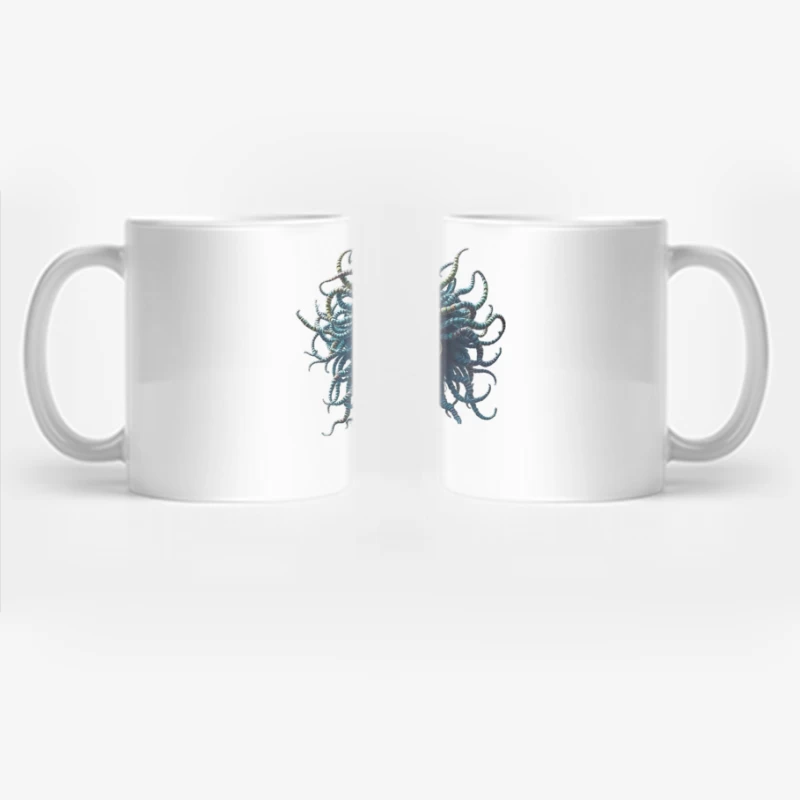 Surreal Medusa-Inspired Portrait with Blue Tentacles Coffee Mug