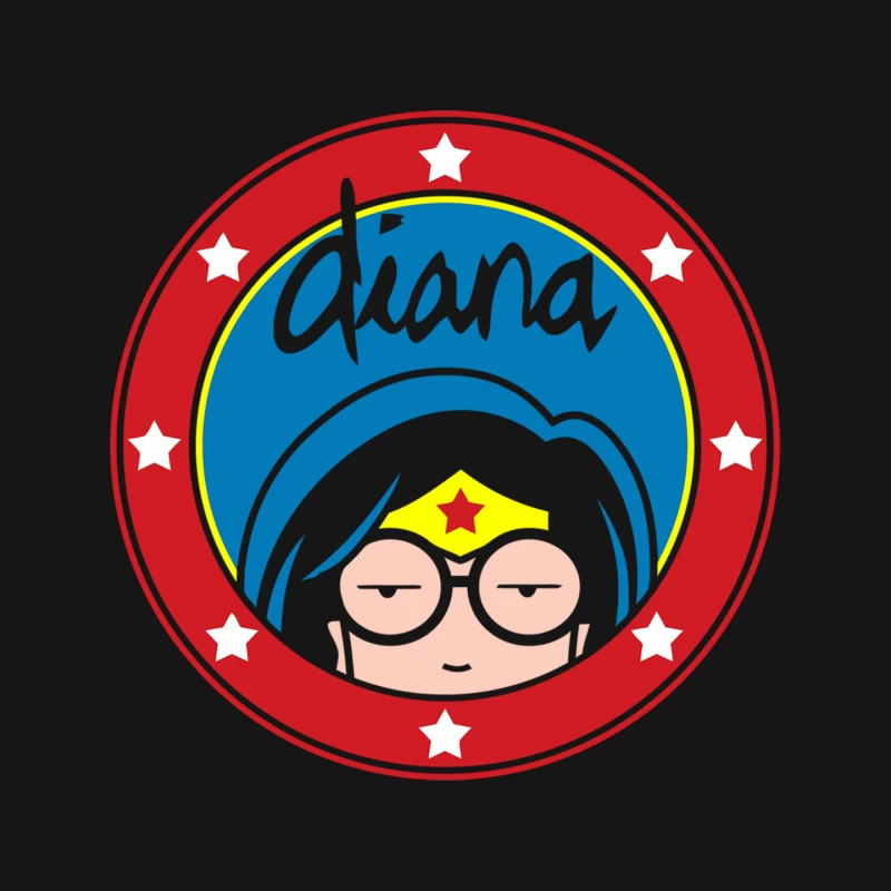 Cartoon Superhero Diana Logo with Stars Mouse Pad