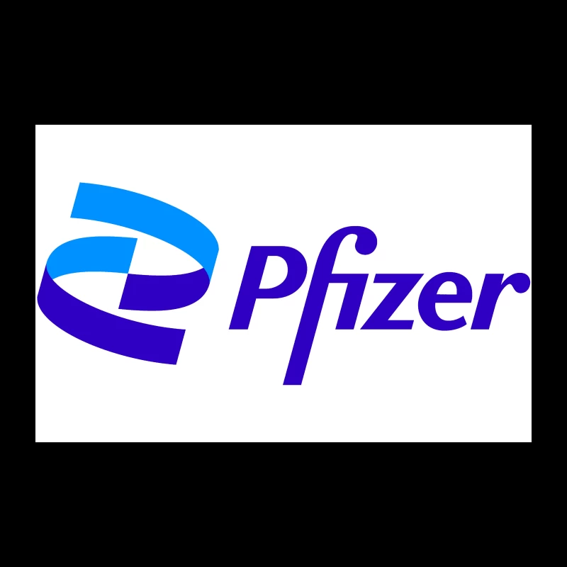 Pfizer Pharmaceutical Company Logo in Blue and Purple Travel Mug