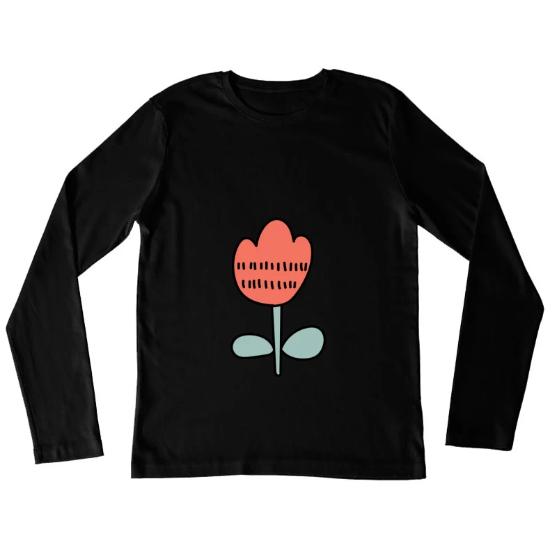 Fleur illustrée avec des motifs uniques Femme Manches Longues T-Shirt