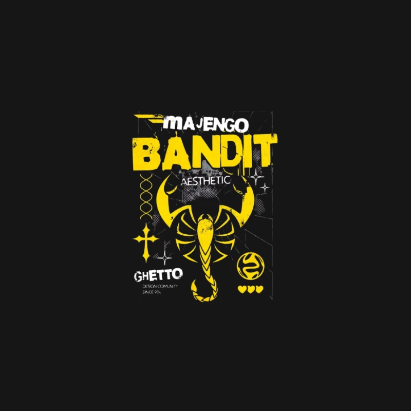 Yellow Bandit Scorpion Grunge Logo Design Desk Mat