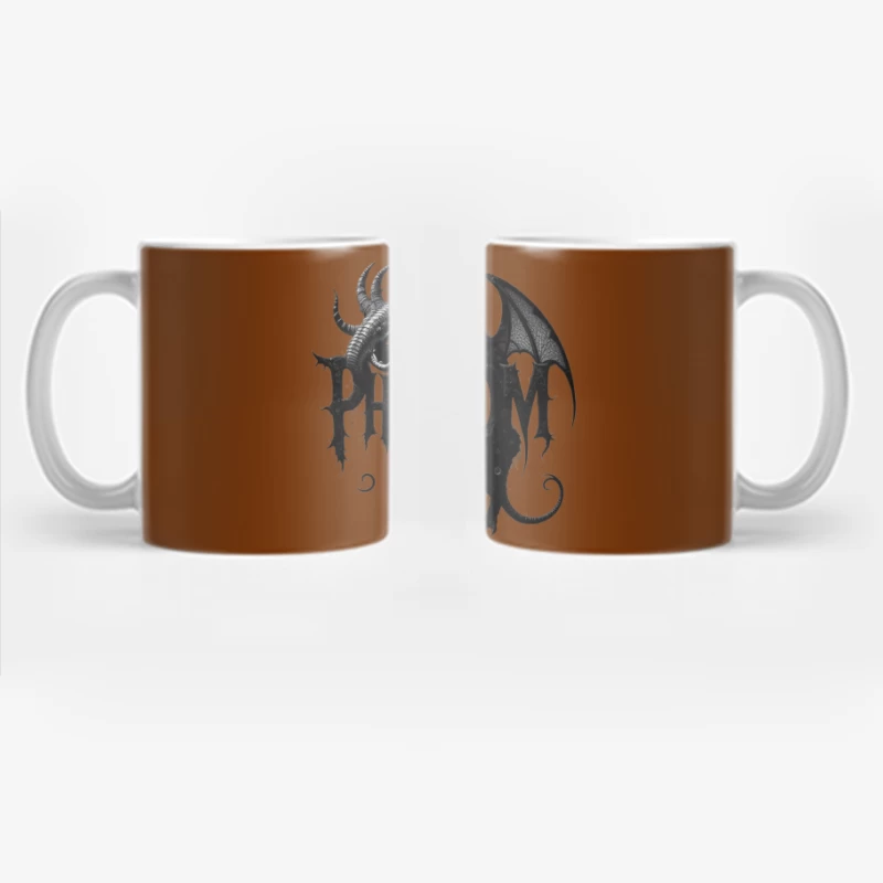 Gothic Phantom Beast with Horns and Wings Dark Art Illustration Coffee Mug